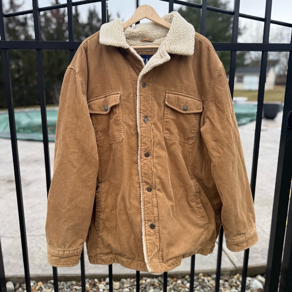 Vintage Y2K GAP Brown Corduroy Sherpa-Lined Jacket